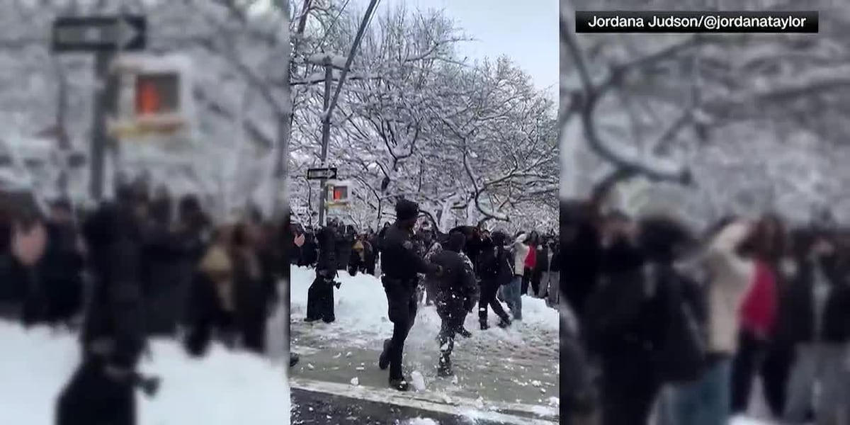 New York City police investigating after officers were hit with snowballs during a snowball fight