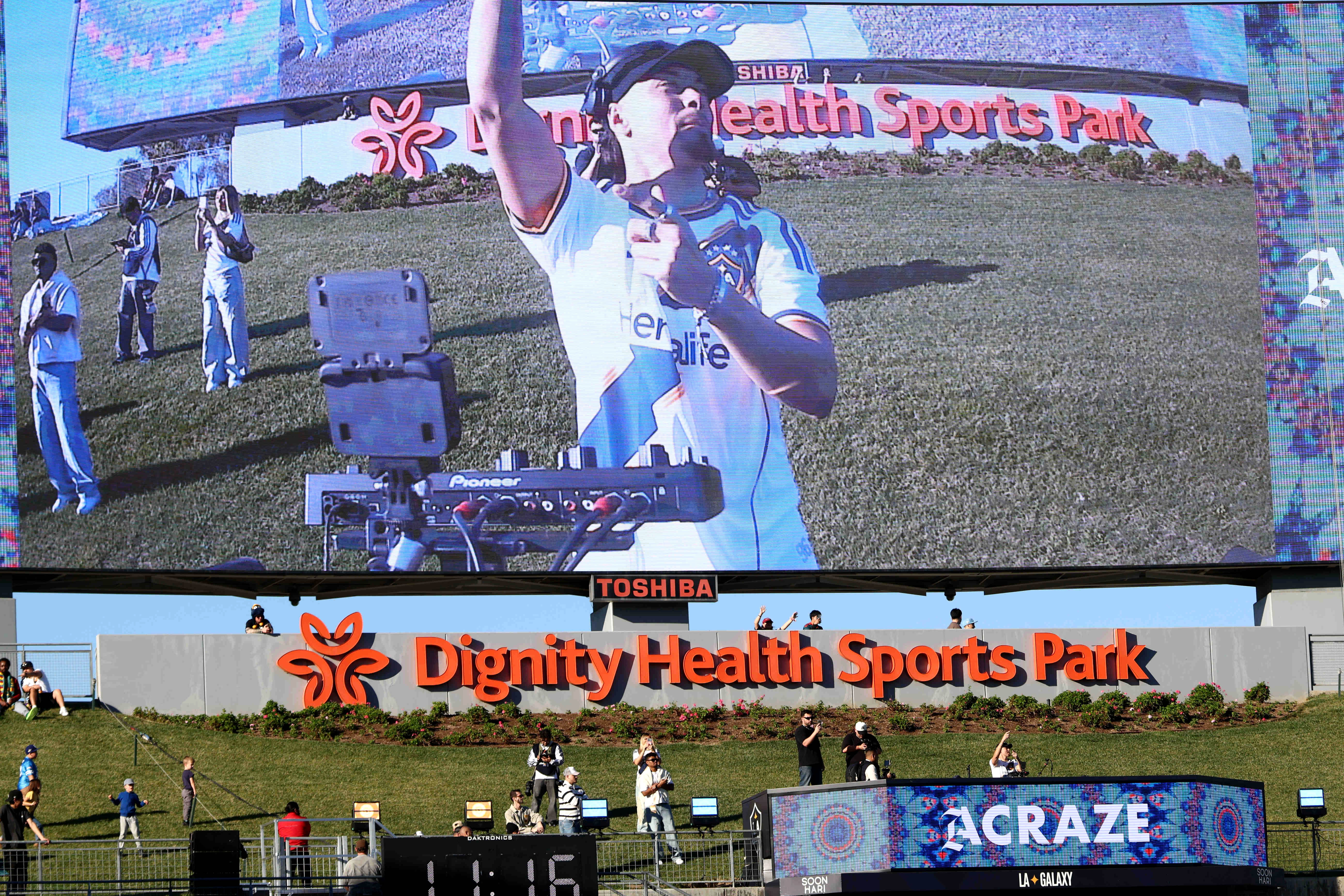 DJ ACRAZE performs before the Galaxy season opener match at...