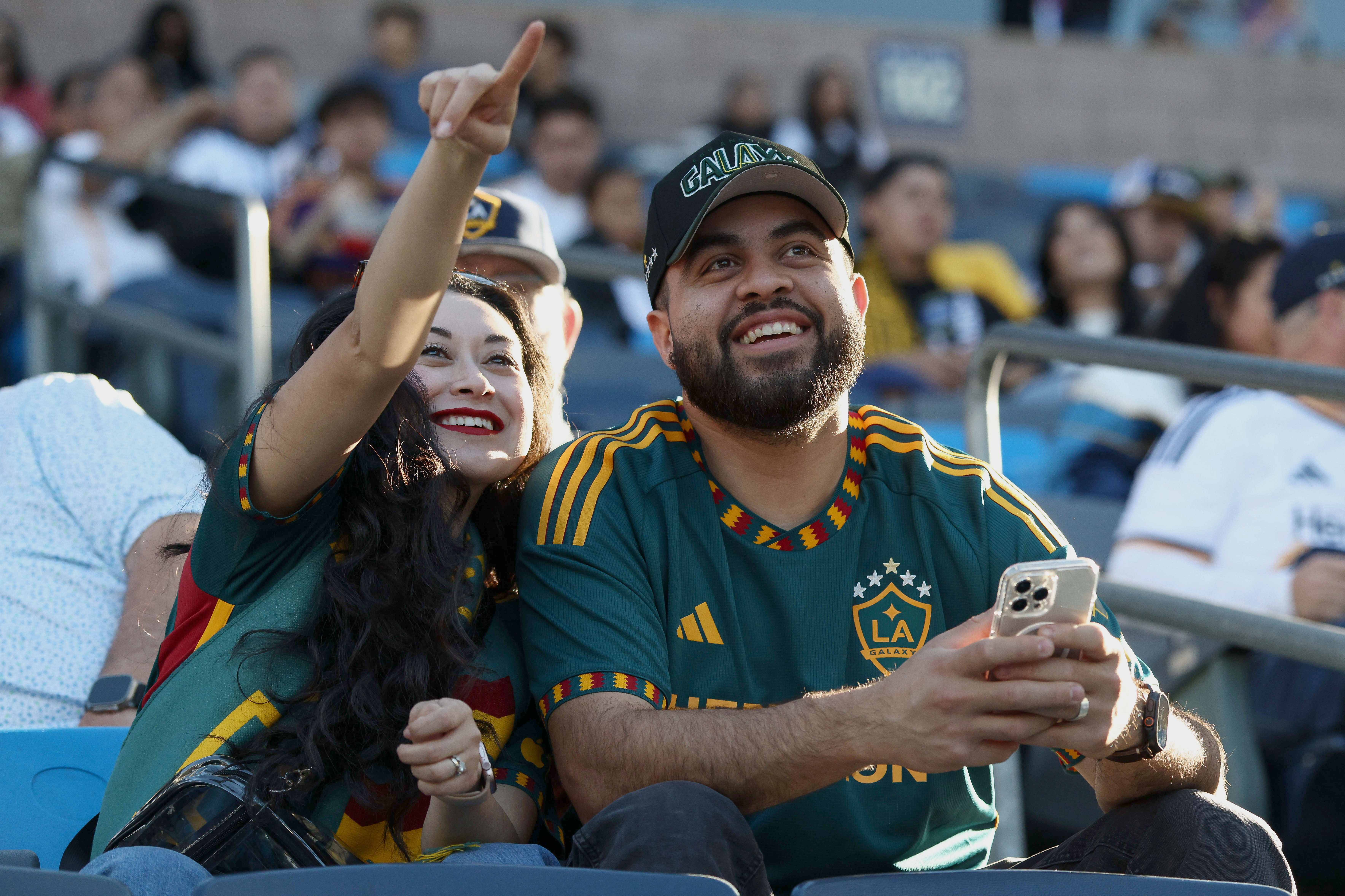 Galaxy fans look on before the start of first half...