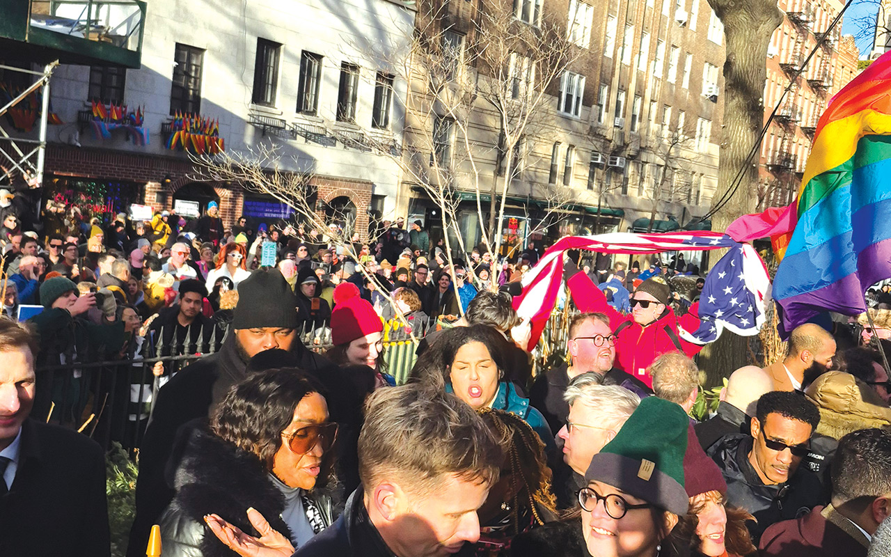 Protest Feb. 10 at Stonewall National Monument in NYC.