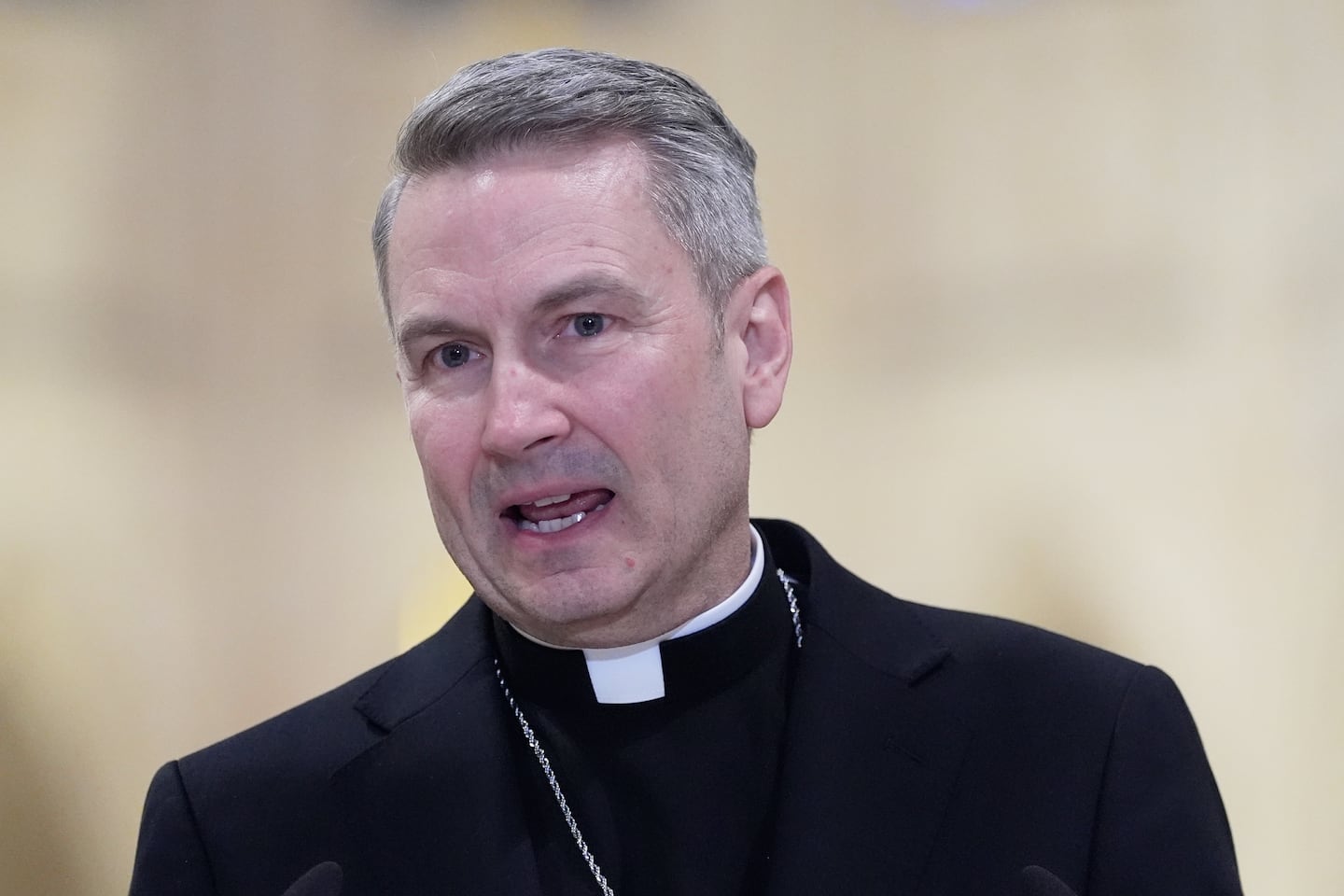 Archbishop-designate Ronald Hicks talks to reporters during a news conference at St. Patrick's Cathedral in New York, on Feb. 5.