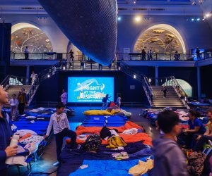 Sleeping bags on the floor of the AMNH. Alvaro Keding