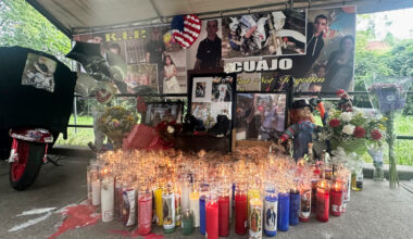 FILE - A memorial for Eric Duprey is seen in the Bronx borough of New York, Aug. 25, 2023. (AP Phot...