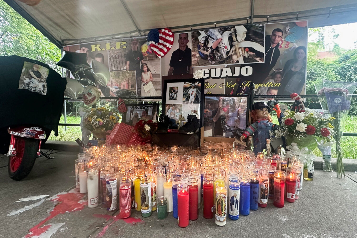 FILE - A memorial for Eric Duprey is seen in the Bronx borough of New York, Aug. 25, 2023. (AP Phot...