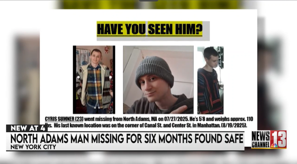 North Adams man found safe after 6 months missing in NYC