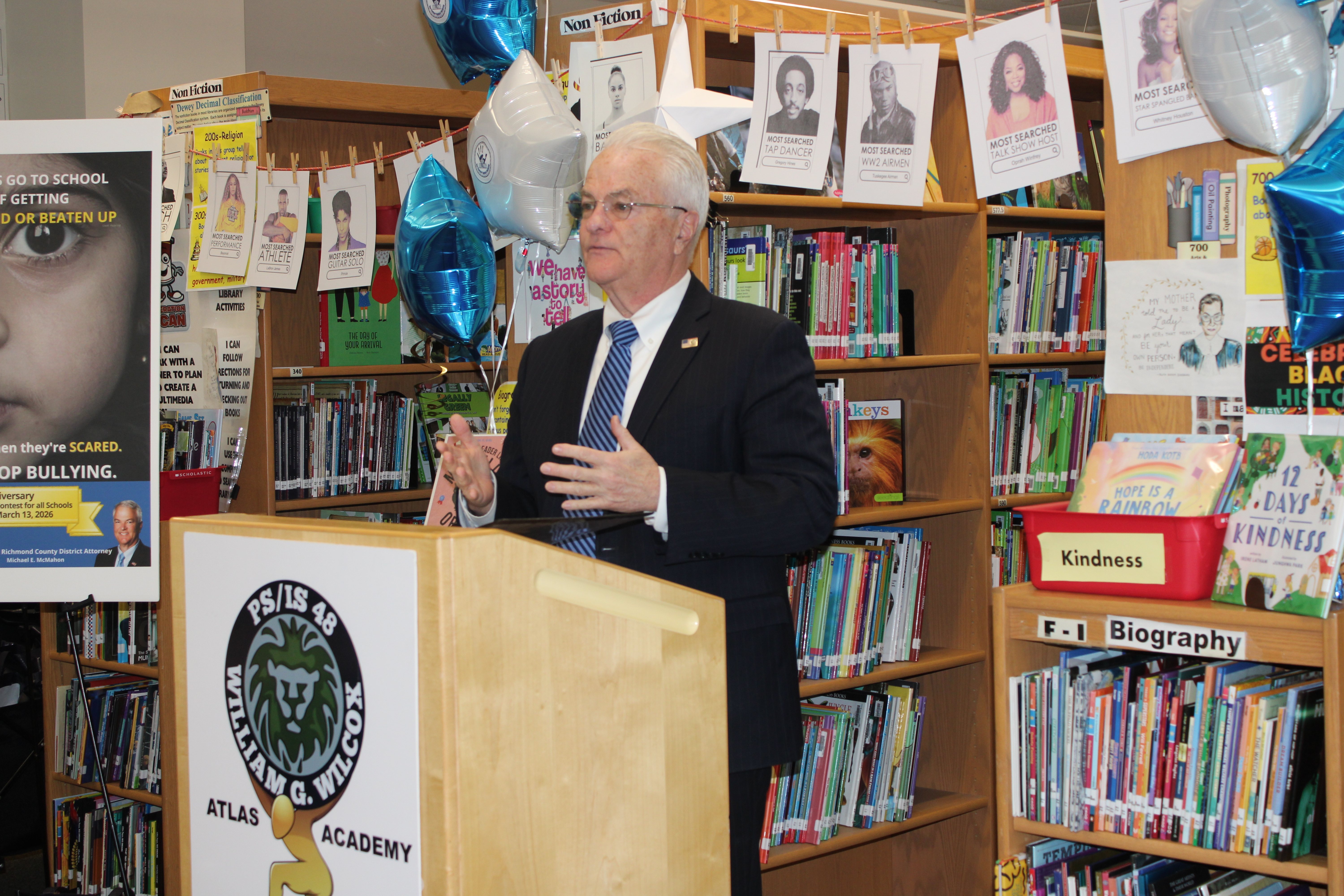 William G. Wilcox (PS/I.S. 48) in Concord hosted the kickoff event for the tenth annual campaign, where District Attorney Michael E. McMahon emphasized how childhood bullying can lead to criminal conduct in adulthood.