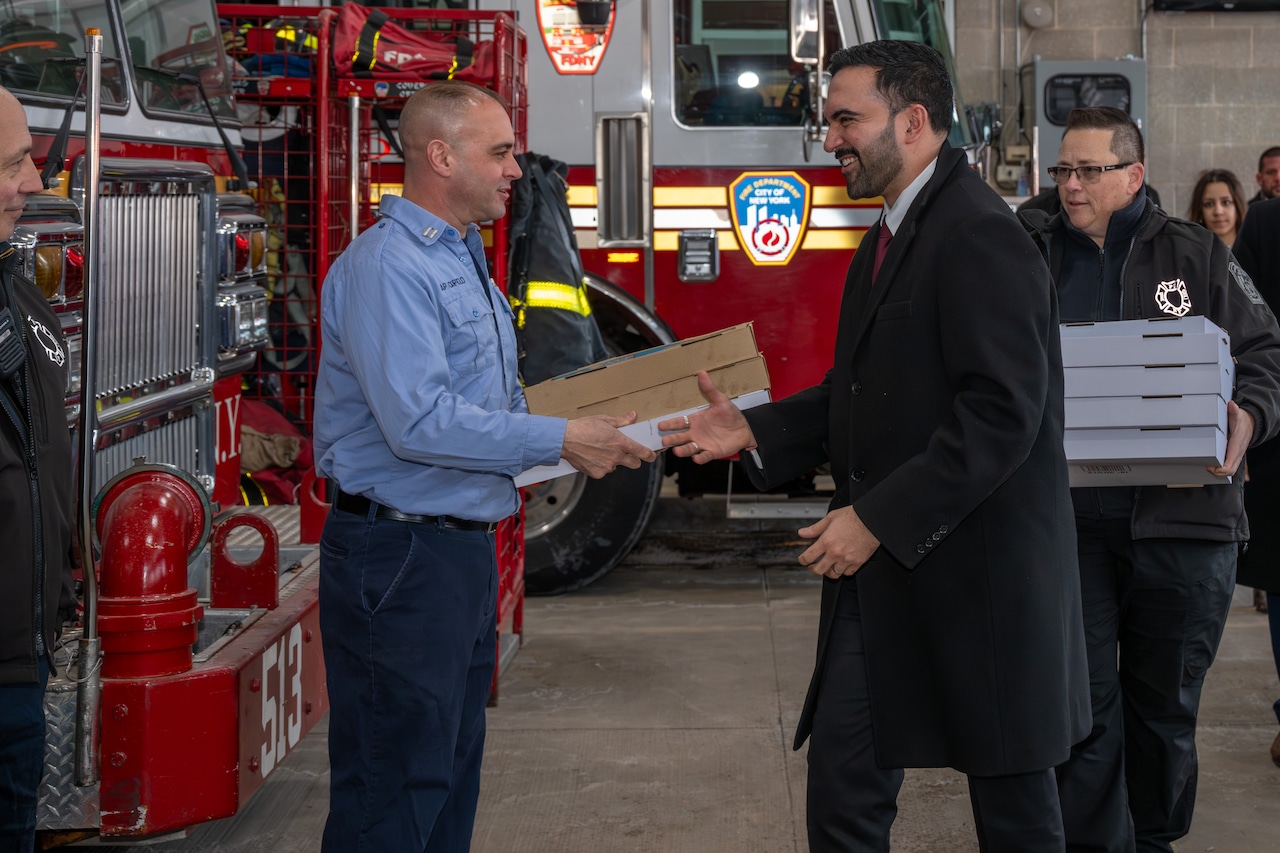 Mayor Zohran Mamdani thanks firefighters and EMS personnel for keeping New Yorkers safe during the cold snap