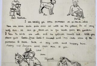 A handwritten letter and drawings by The late Queen have come to light