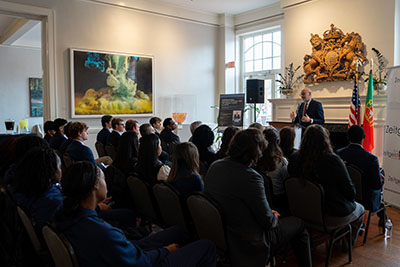 Portuguese Ambassador at podium