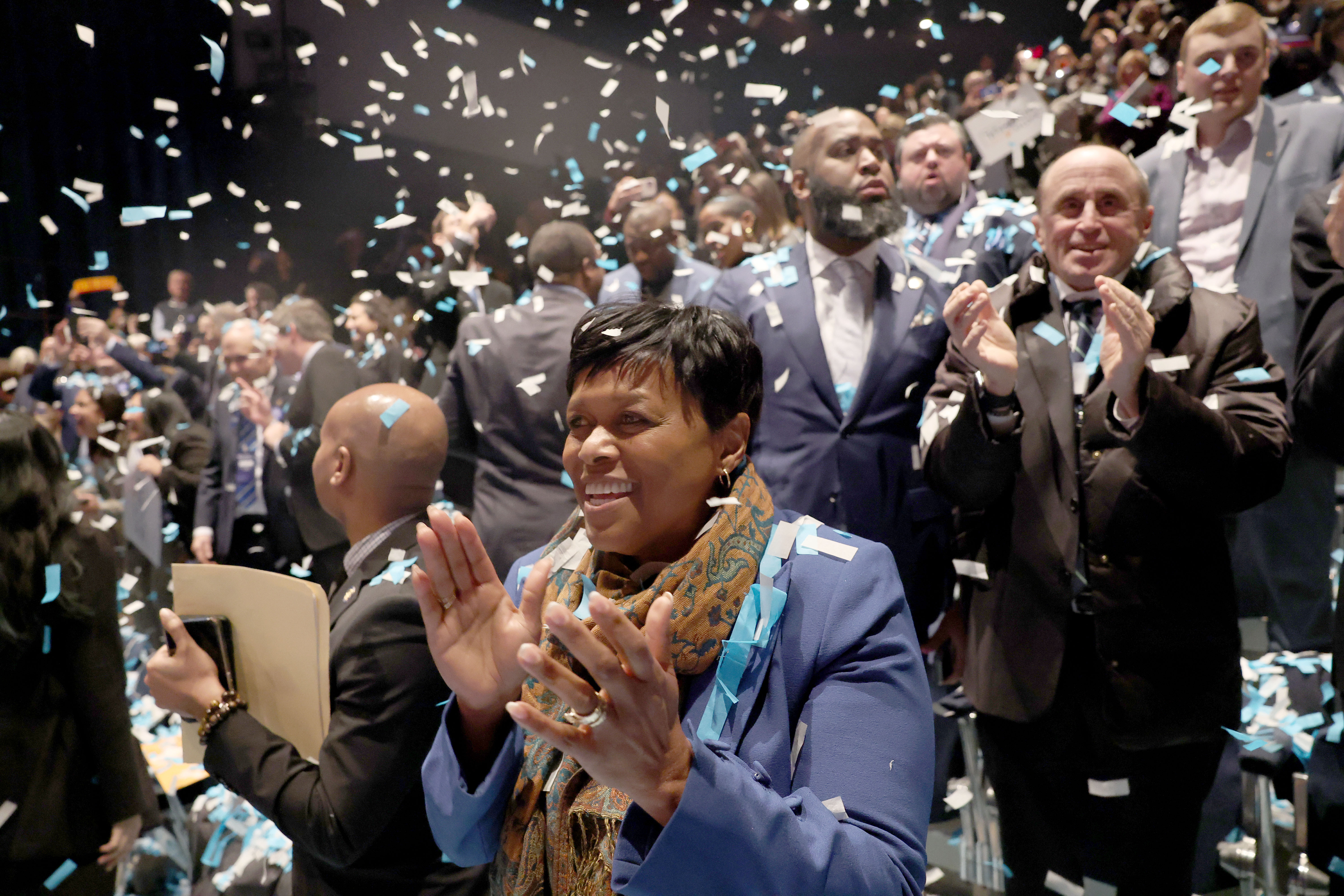 Syracuse Mayor Sharon Owens. The New York State Democratic Convention was held at the Mulroy Civic Center in Syracuse, New York, Friday February 6, 2026. The Democrats nominated Gov. Kathy Hochul for Governor, Adrienne Adams for Lt Governor, Comptroller Thomas DiNapoli and Letitia Jamesfor for Attorney General.  Dennis. Nett | dnett@syracuse.com