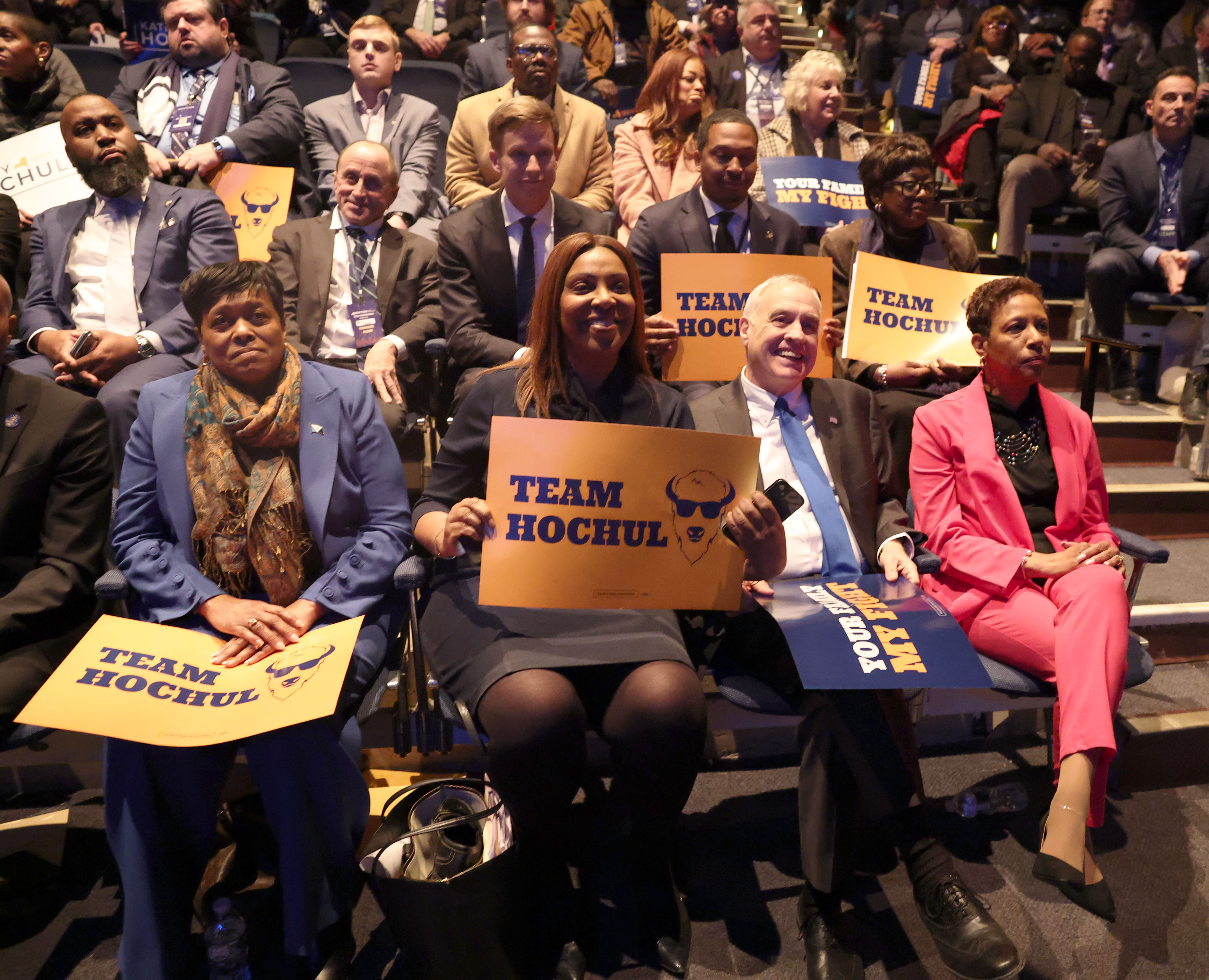The New York State Democratic Convention was held at the Mulroy Civic Center in Syracuse, New York, Friday February 6, 2026. The Democrats nominated Gov. Kathy Hochul for Governor, Adrienne Adams for Lt Governor, Comptroller Thomas DiNapoli and Letitia Jamesfor for Attorney General.  Dennis. Nett | dnett@syracuse.com