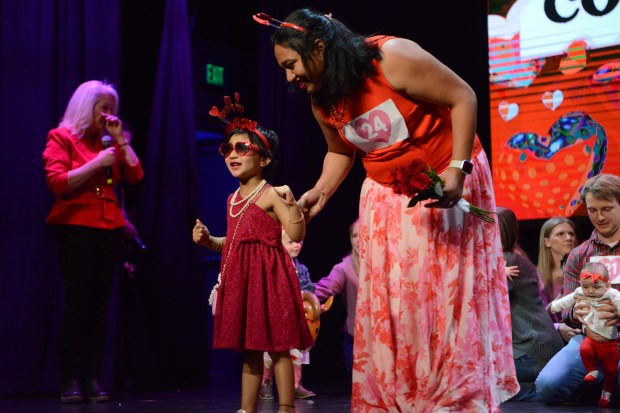 In her pearls and shades, Loveland's very own, two-year-old Sitara Karanam, showed off her confidence to the judges. (Sharla Steinman/ Loveland Reporter-Herald)