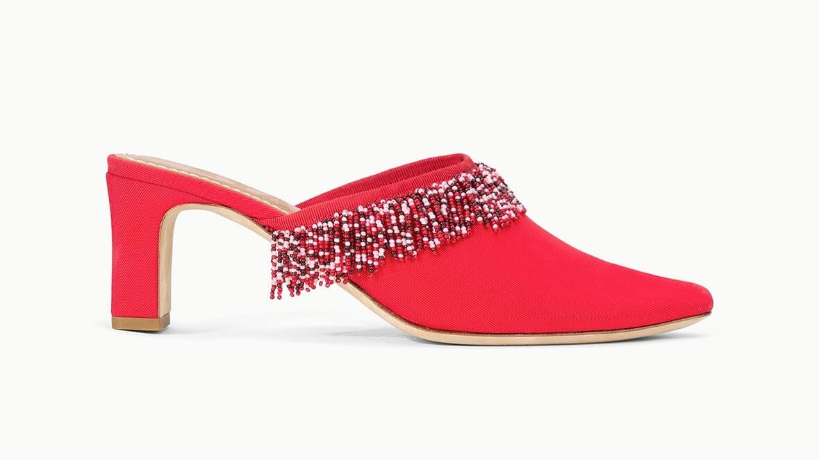 Joanna Kitten Heel Mule | Red Rose - Red Rose / 35