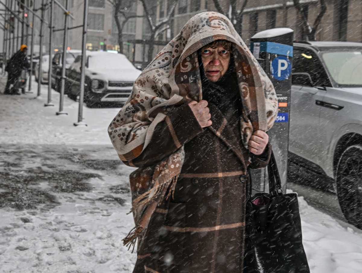 woman looks angry over blizzard hitting nyc