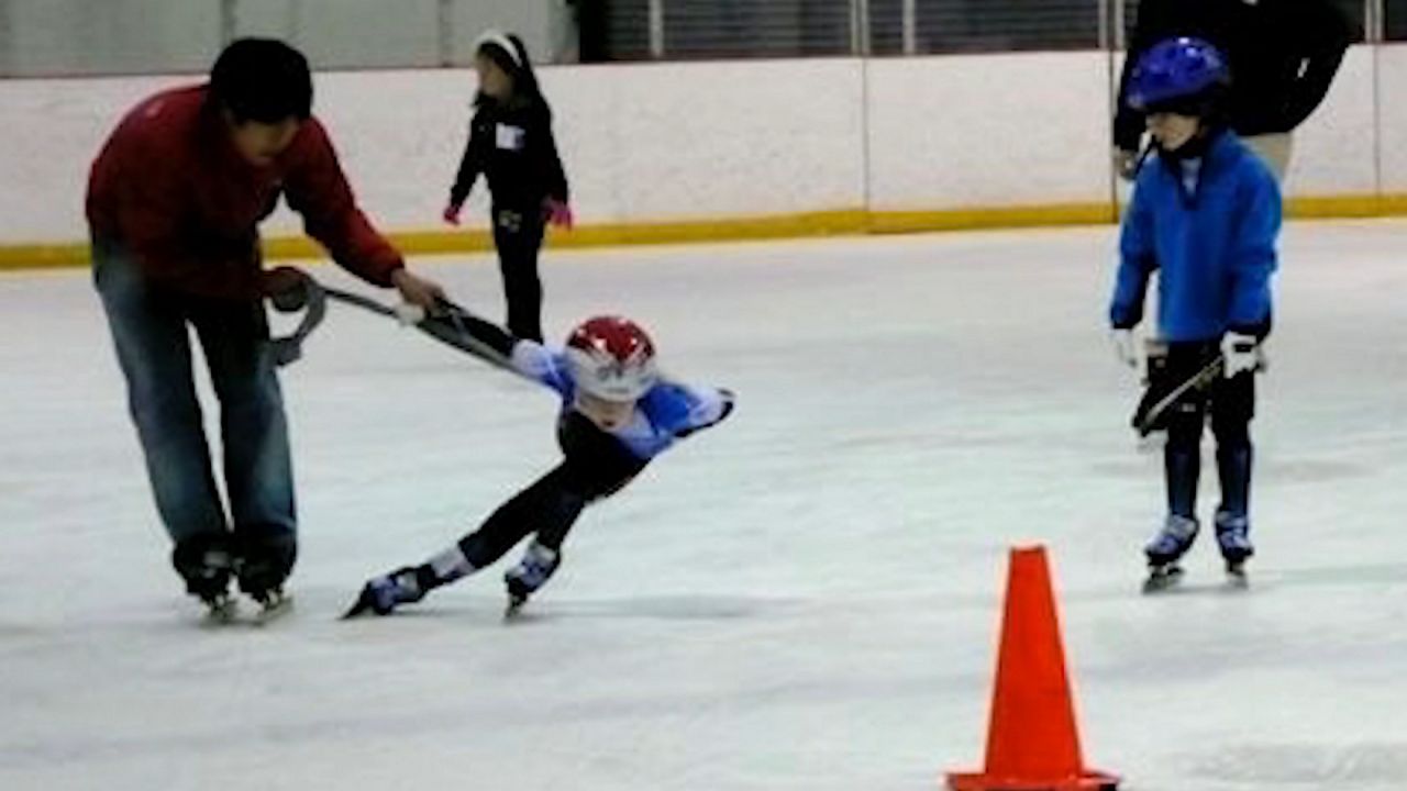 Olympic speedskater Kamryn Lute seen practicing as a child. (Courtesy Kamryn Lute)