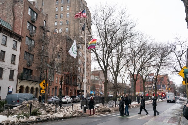 One of two flag poles near the Stonewall Inn is pictured on Wednesday, Feb. 11, 2026 in Manhattan, New York. (Barry Williams/ New York Daily News)