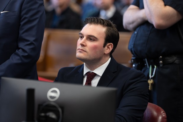 NYPD Officer Michael Caligiuri appears in Manhattan Supreme Court Friday, Feb. 20, 2026. (Barry Williams/ New York Daily News)