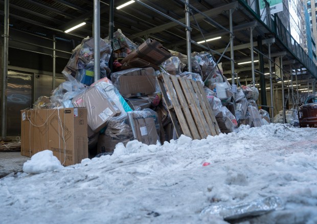 Garbage piles up on E. 44th St. between Lexington Ave. and Third Ave. in Manhattan on Monday, Feb. 2, 2026 in New York City. (Barry Williams/ New York Daily News)
