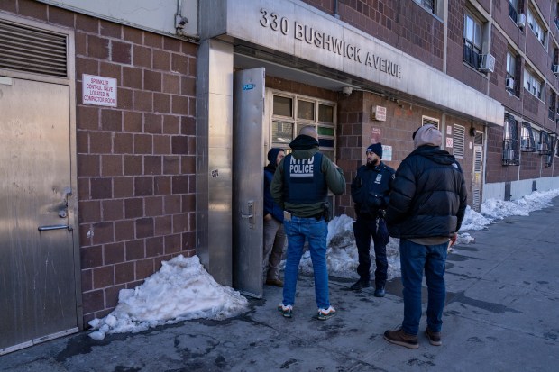 Police investigate at 330 Bushwick Avenue on February 2. 