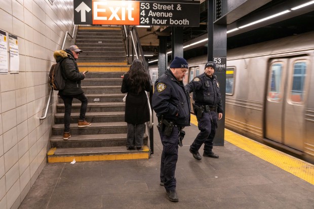 A 51-year-old woman was shoved onto the tracks and a 43-year-old woman was punched in the face during an apparent random attack at the 53rd Street/4th Avenue 'R' train subway station in Brooklyn on Saturday, Feb. 14, 2026. (Theodore Parisienne / New York Daily News)