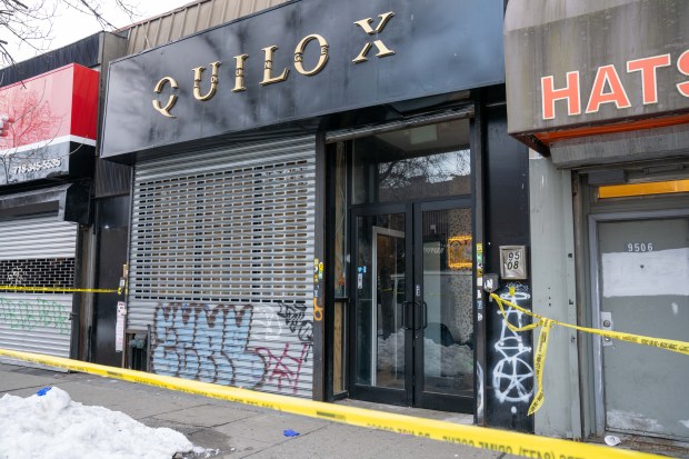 A 30-year-old man was shot in the head inside the Quilox Restaurant and Lounge on Church Ave. near 95th St. in East Flatbush, Brooklyn on Saturday, Feb. 14, 2026. (Theodore Parisienne / New York Daily News)