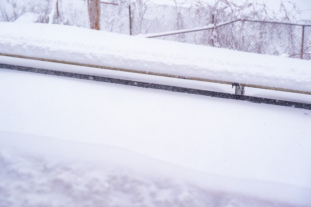 Platform and train tracks of the Long Island Rail Road Rosedale Train Station platform in Queens.