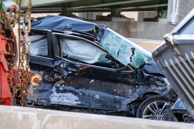 Police investigate after a livery driver was killed in a crash with a tractor-trailer on the Long Island Expressway in Queens on Feb. 6, 2026. (Theodore Parisienne / New York Daily News)