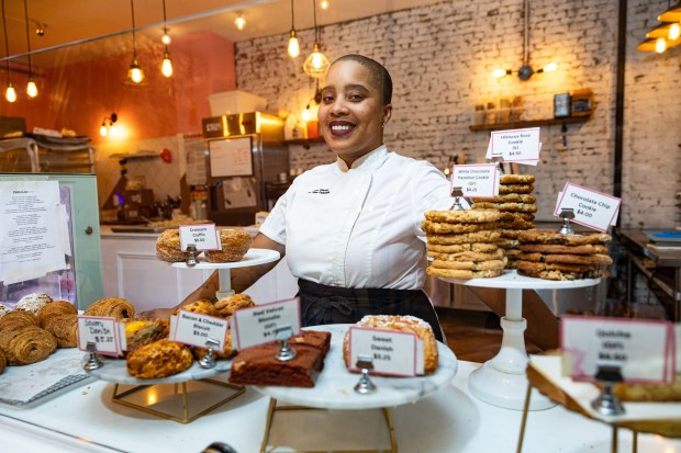Jatee Kearsley is pictured inside her French patisserie, Je T'aime Patisserie, at 471 Marcus Garvey Blvd. in Brooklyn, on Thursday, Oct. 30, 2025. (Shawn Inglima/ New York Daily News)