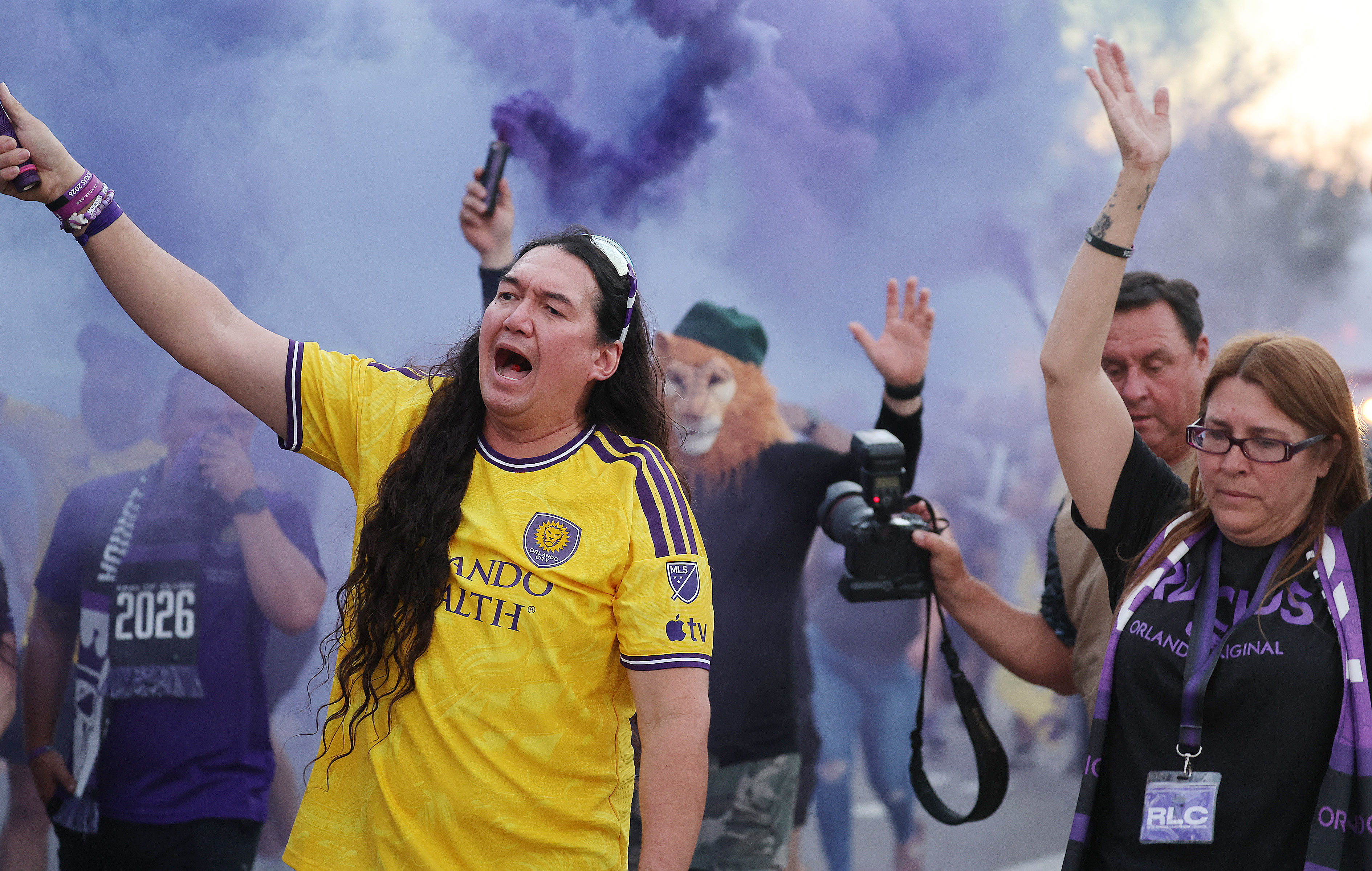 Orlando. City fans march into the stadium before the New...