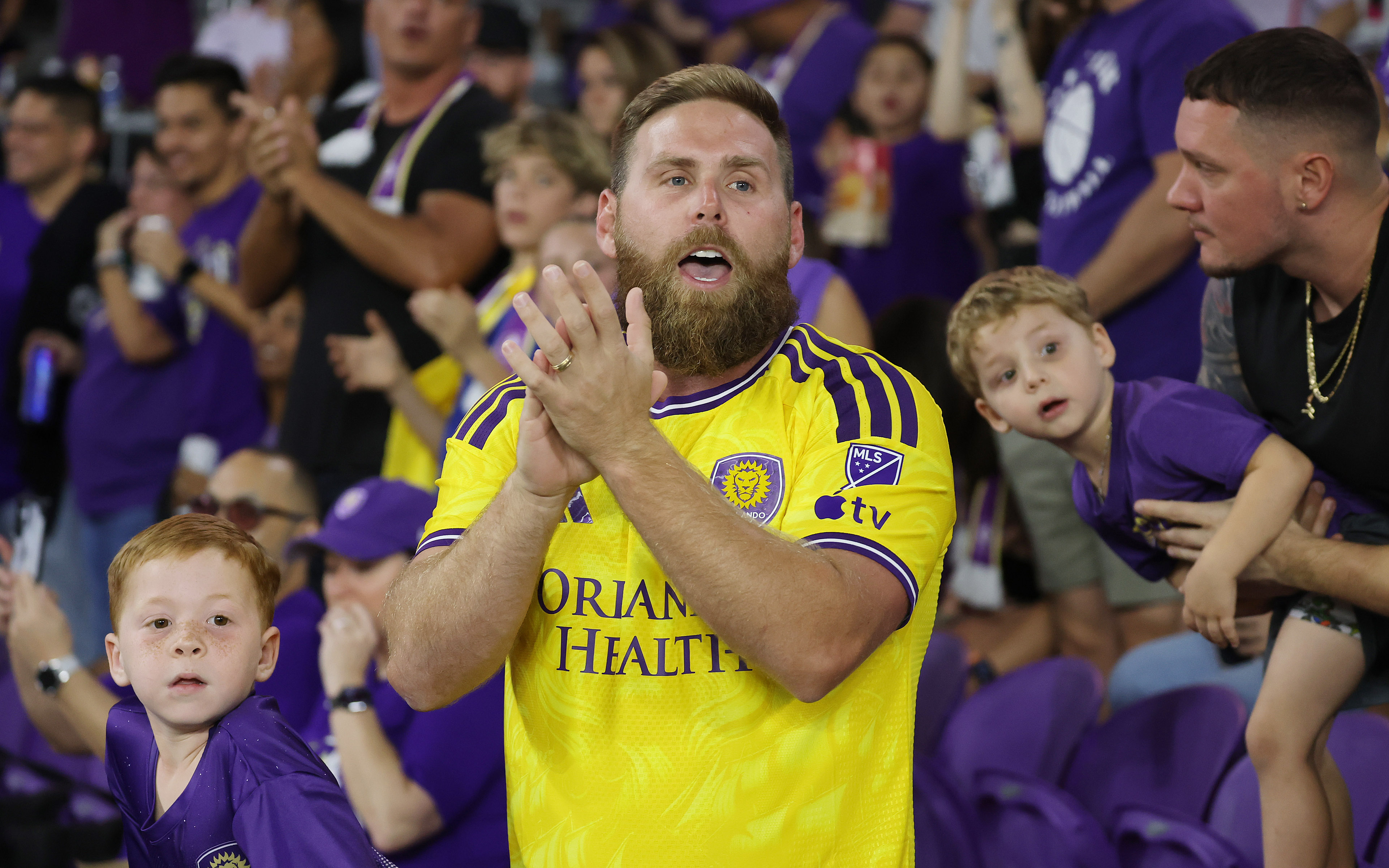 Orlando. City fans cheer during the New York Red Bulls...