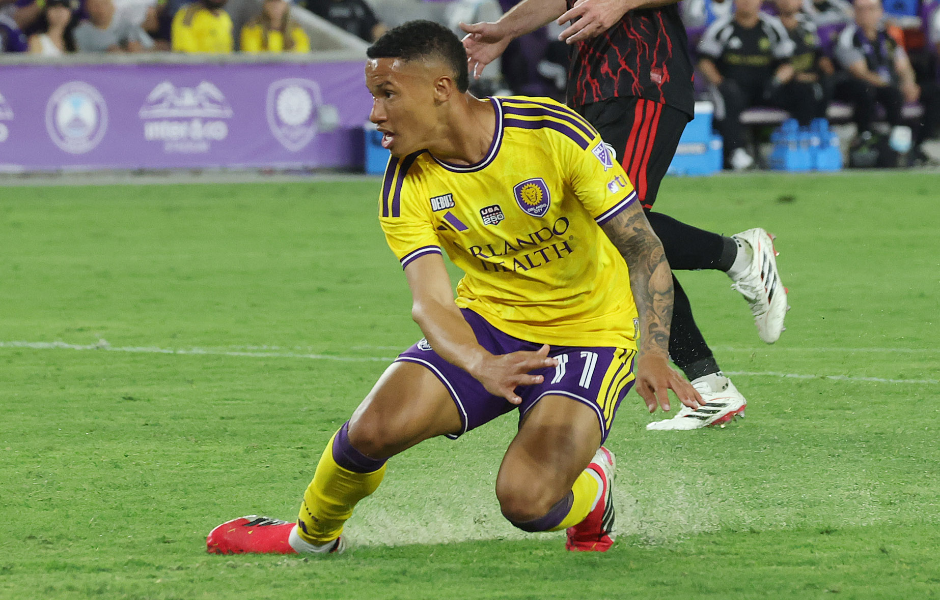 Orlando player Tiago scores a goal during the New York...