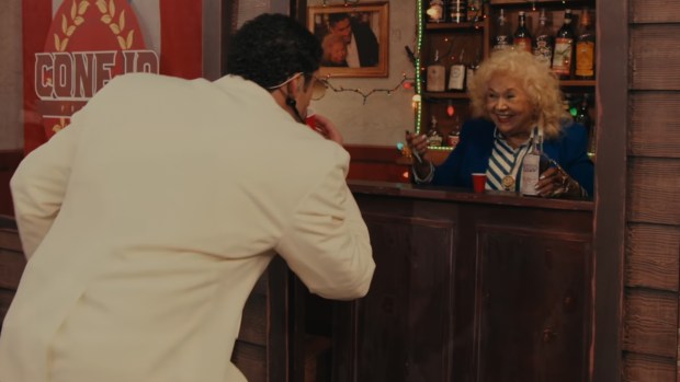 Toñita with Bad Bunny during Super Bowl Halftime show. (NFL)