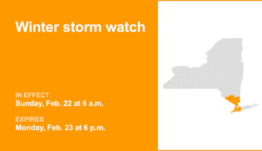 NY weather: part of New York under a winter storm watch Sunday and Monday – may reach 10 inches of snow