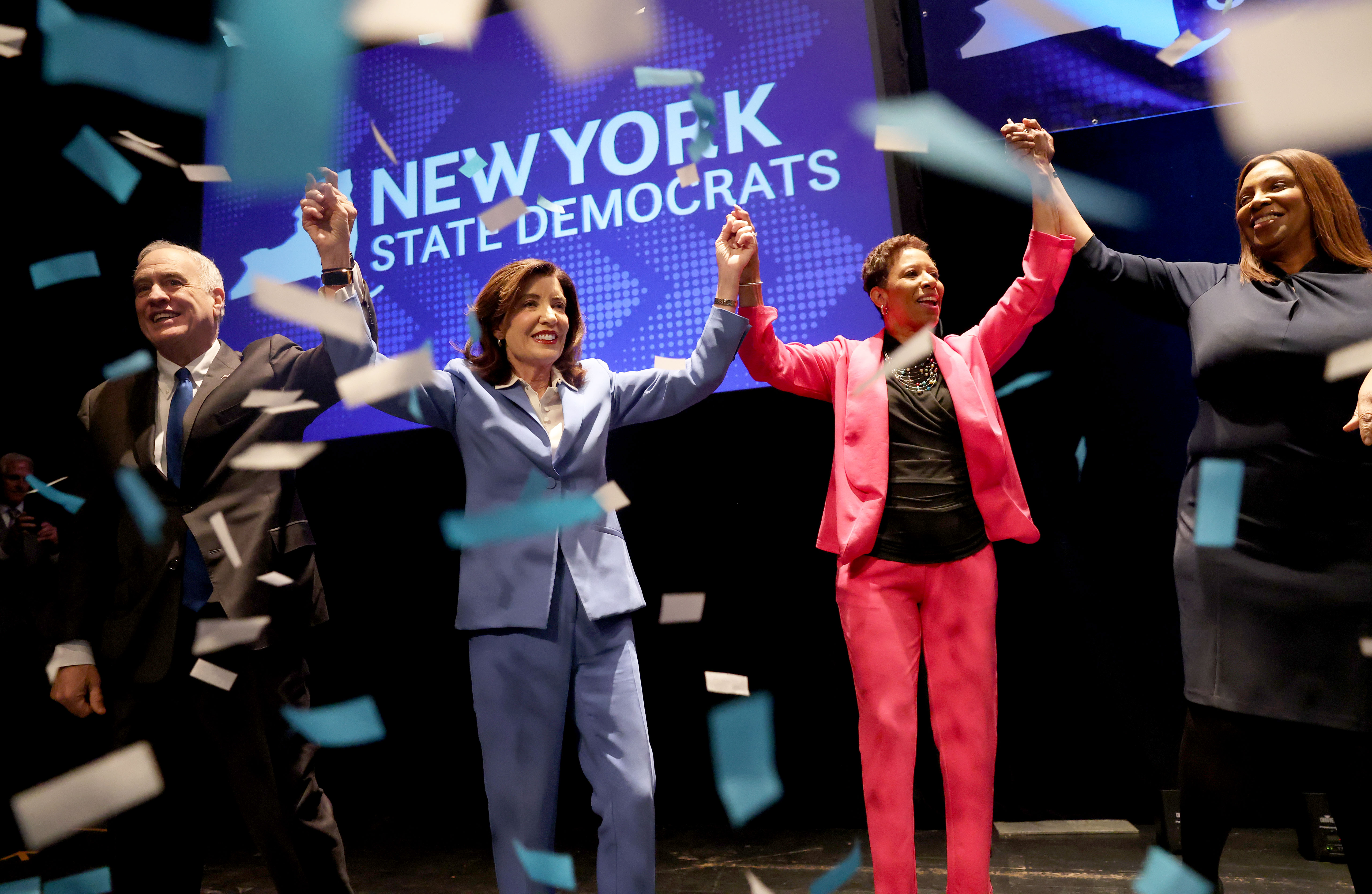 The New York State Democratic Convention was held at the Mulroy Civic Center in Syracuse, New York, Friday February 6, 2026. The Democrats nominated Gov. Kathy Hochul for Governor, Adrienne Adams for Lt Governor, Comptroller Thomas DiNapoli and Letitia Jamesfor for Attorney General.  Dennis. Nett | dnett@syracuse.com