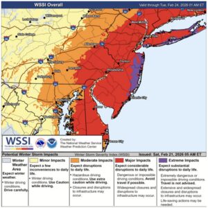 Extreme blizzard conditions will make travel impossible, especially along portions of the Jersey Shore and Long Island. Image: NWS