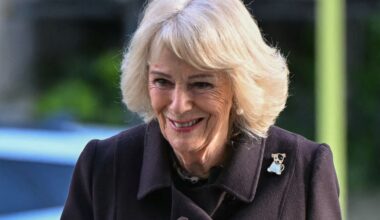 Queen Camilla wears a Jack Russell terrier brooch