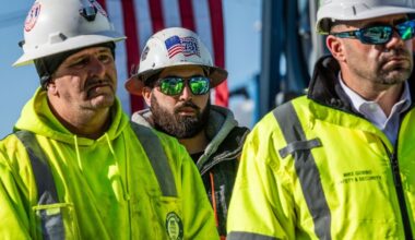 Workers at a construction site for the Gateway rail tunnel under the Hudson River, near Hudson Yards in Manhattan on Feb. 5, 2026. Workers were winding down their construction activity on the biggest transportation infrastructure project in the nation as the Trump administration’s prolonged suspension of its funding threatened to bring work to a halt. (Graham Dickie/The New York Times)