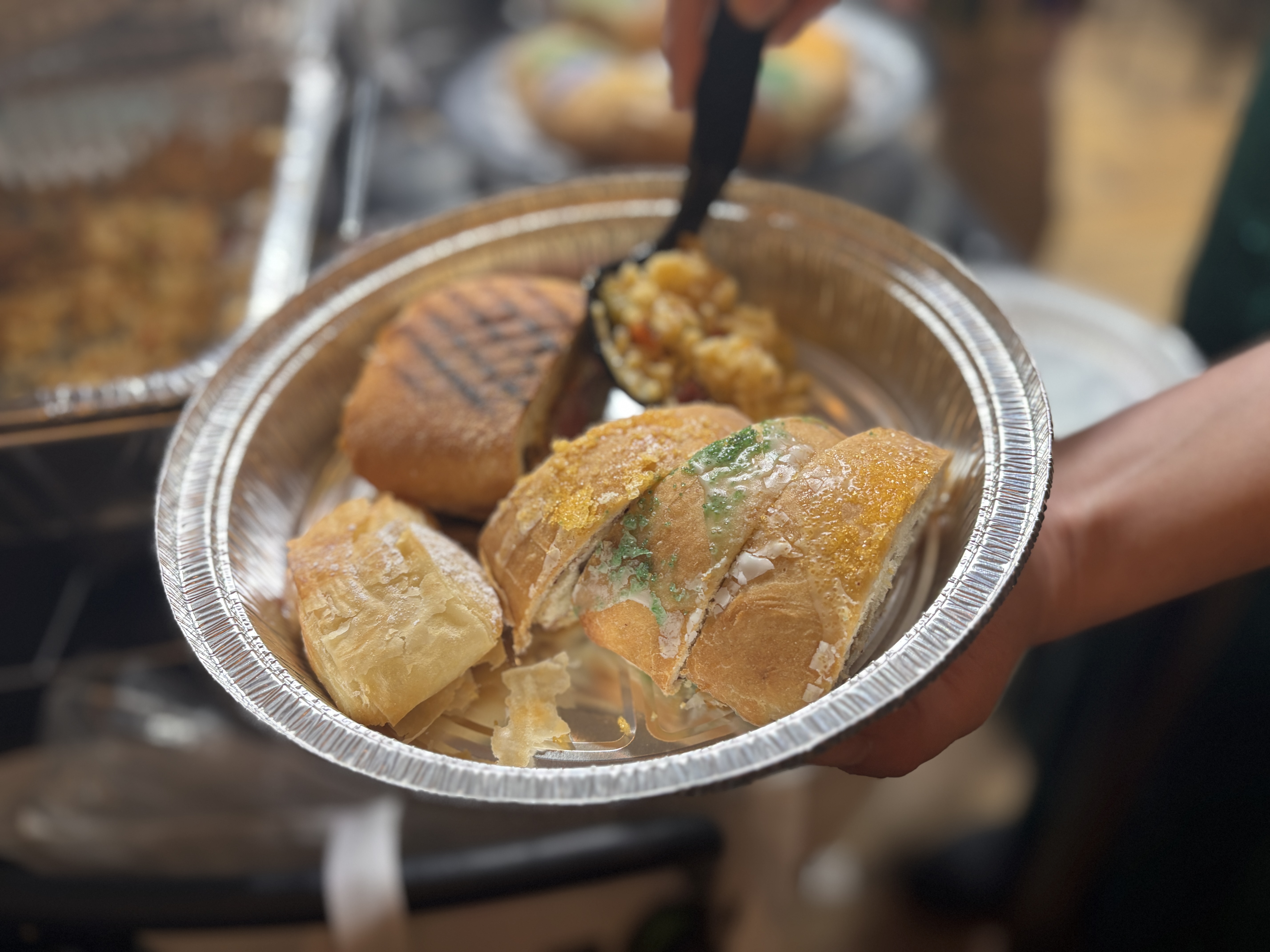 For some who attended, goodie bags were packed with muffaletta sandwiches, beignets and rich, creamy pasta.