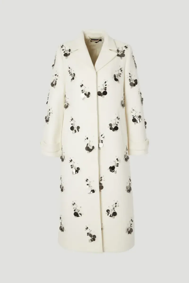 Karen Millen, Wool Embellished Single Breasted Tailored Coat