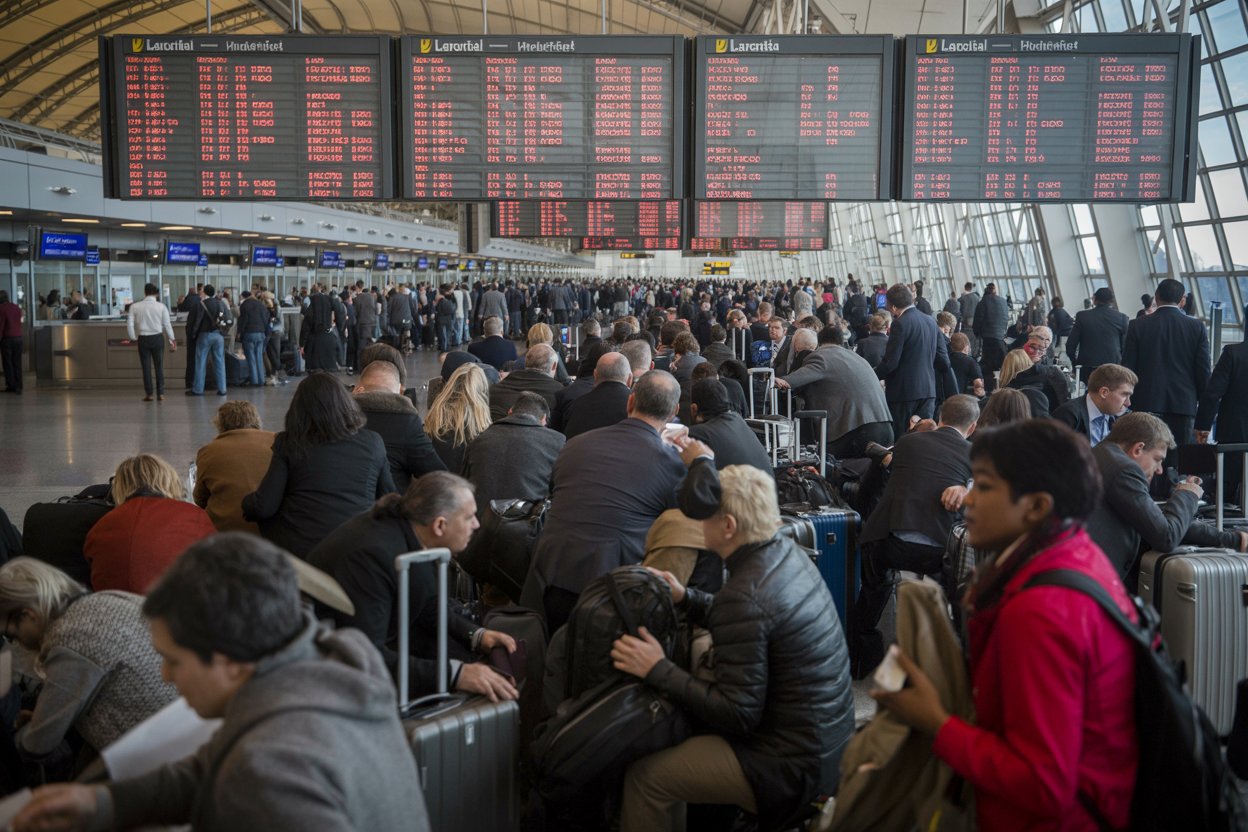 Laguardia airport in new york records 1,034 cancellations and 3 delays, disrupting us travel and stranding passengers.