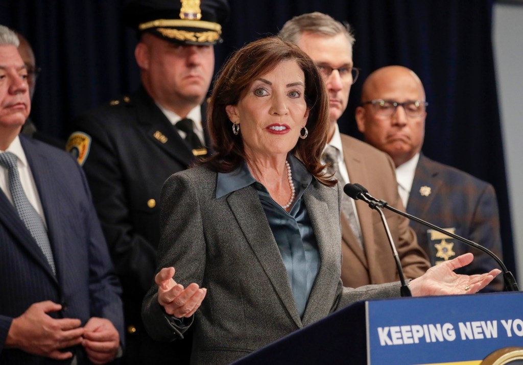 New York State Governor Kathy Hochul speaks at a press conference on January 30, 2026.