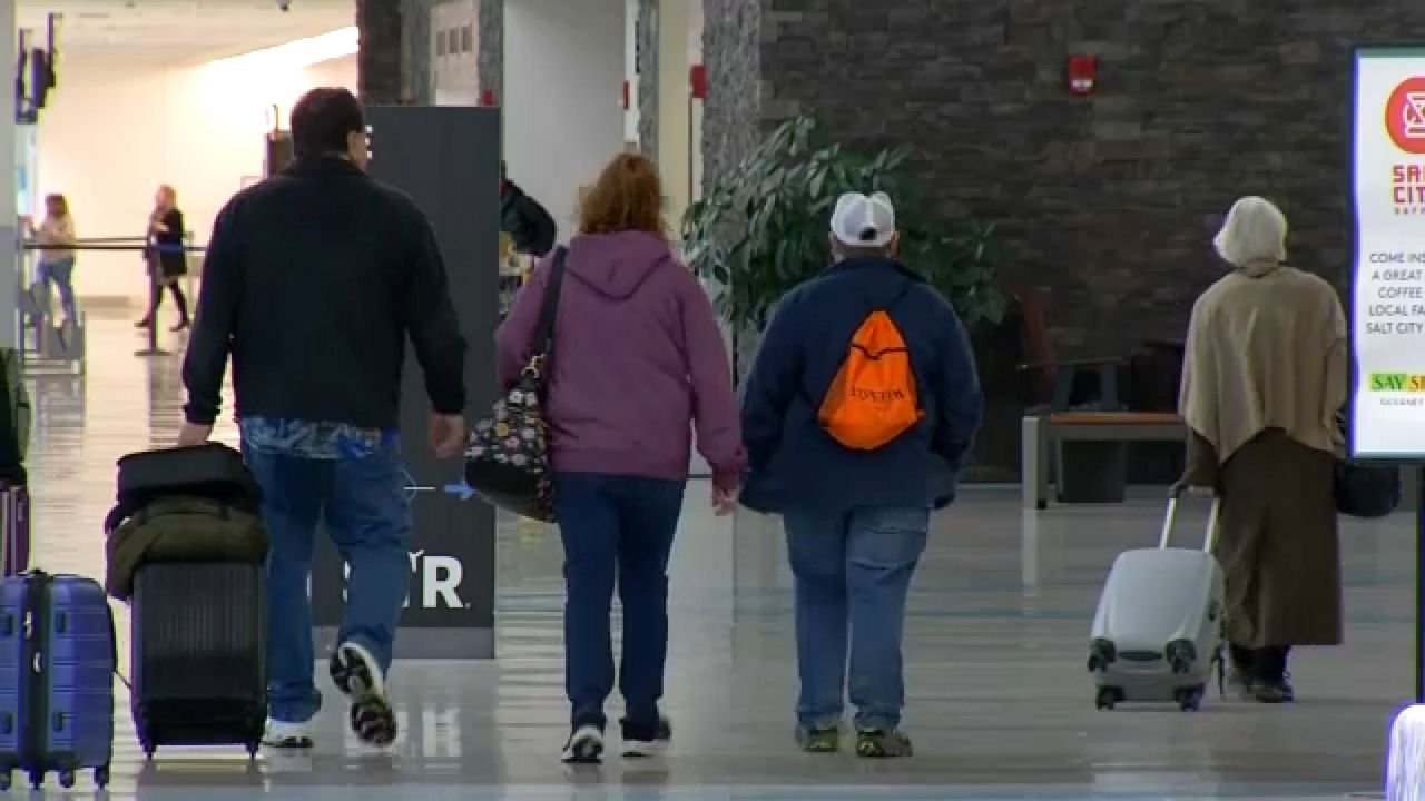 People walking in an airport terminal