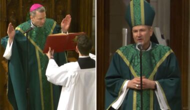 Archbishop Ronald Hicks marks Sunday Mass with nods to NYC rivals