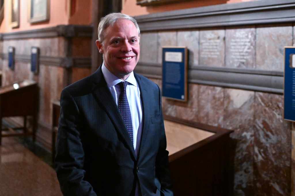 Assemblyman Minority Leader William A. Barclay, R-Fulton, smiling.