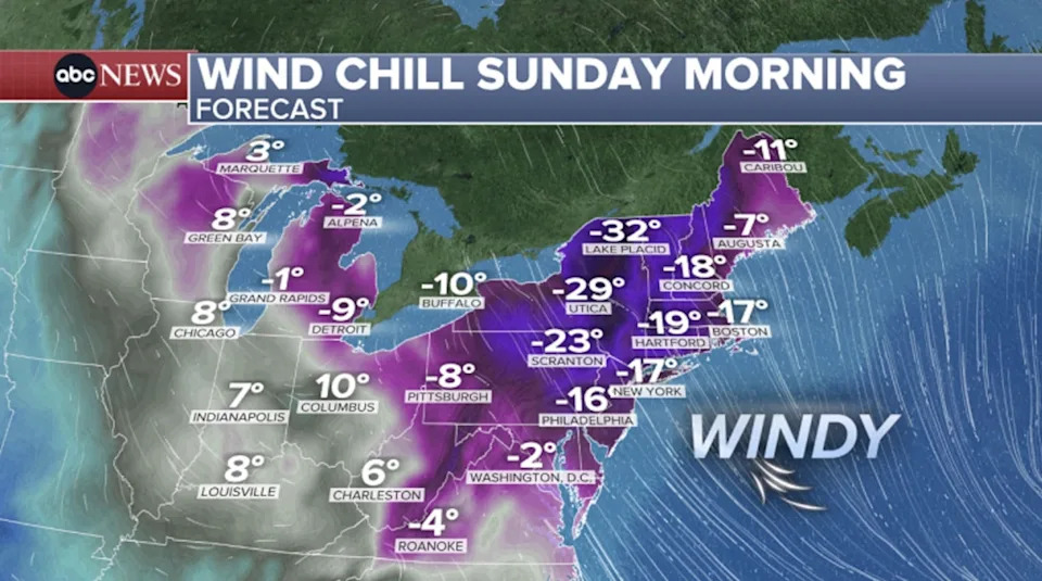 ABC News - PHOTO: wind child Sunday morning map