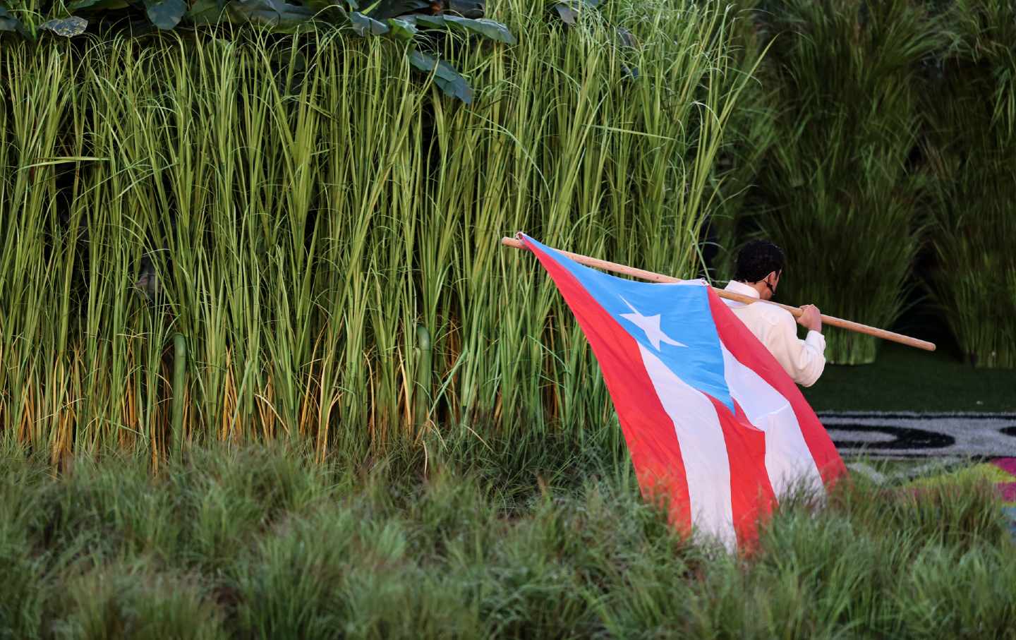 Bad Bunny performs during the halftime show for Super Bowl LX at Levi's Stadium on February 8, 2026.
