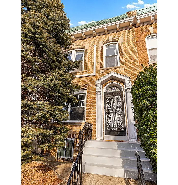 brick exterior of a row house