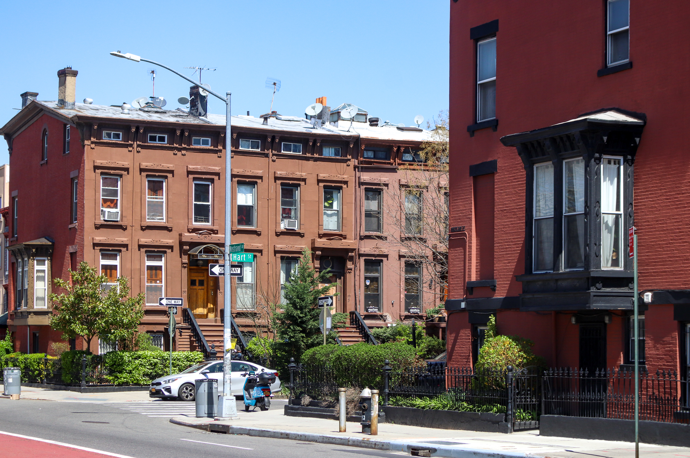 brownstones along hart street near nostrand avenue