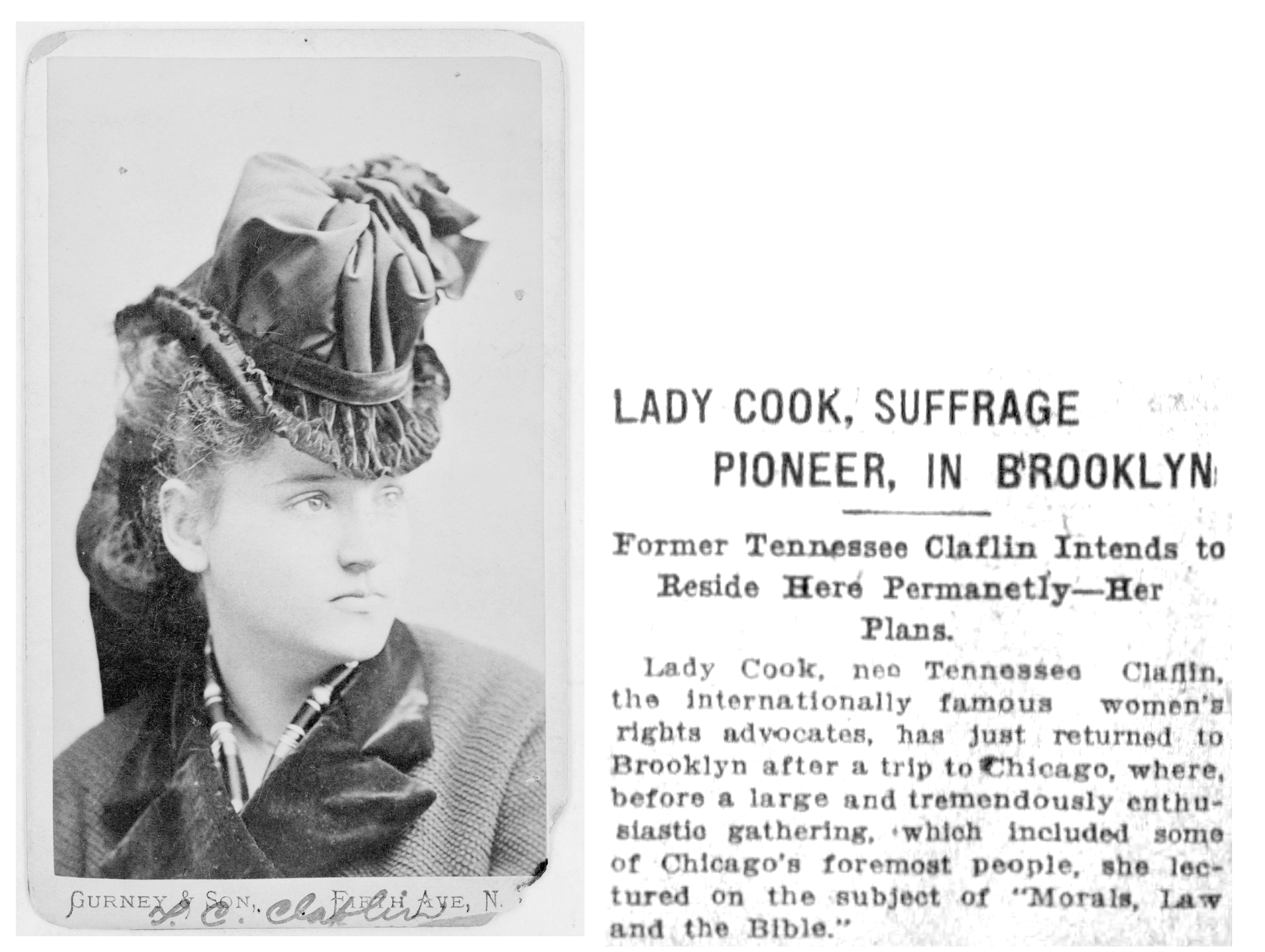 a portrait of a woman and a headline