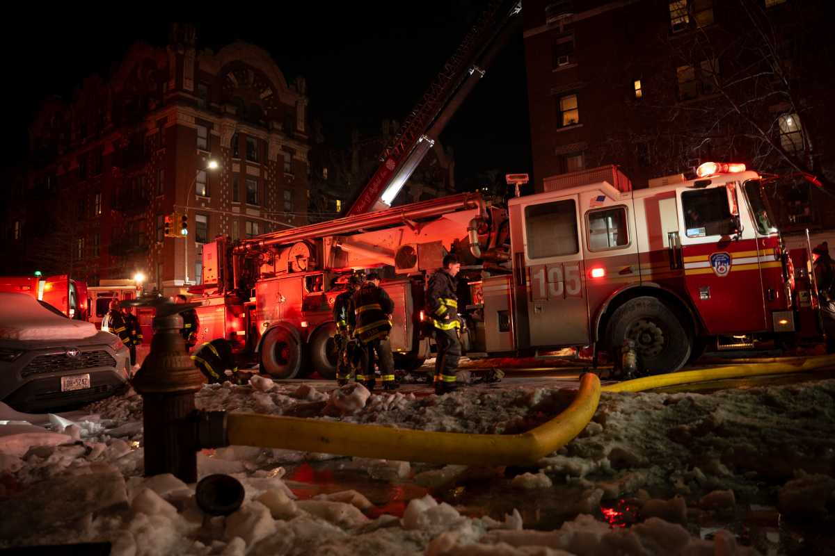 Brooklyn firefighters battle three-alarm apartment blaze in extreme cold